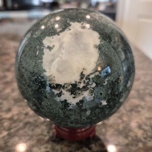 Natural Moss Agate Crystal Orb Sphere New #2